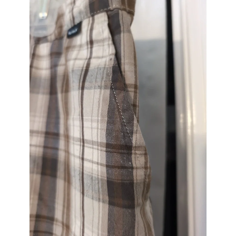 Hurley Men's Shorts Size 36 Plaid Pockets Logo Flat Front‎